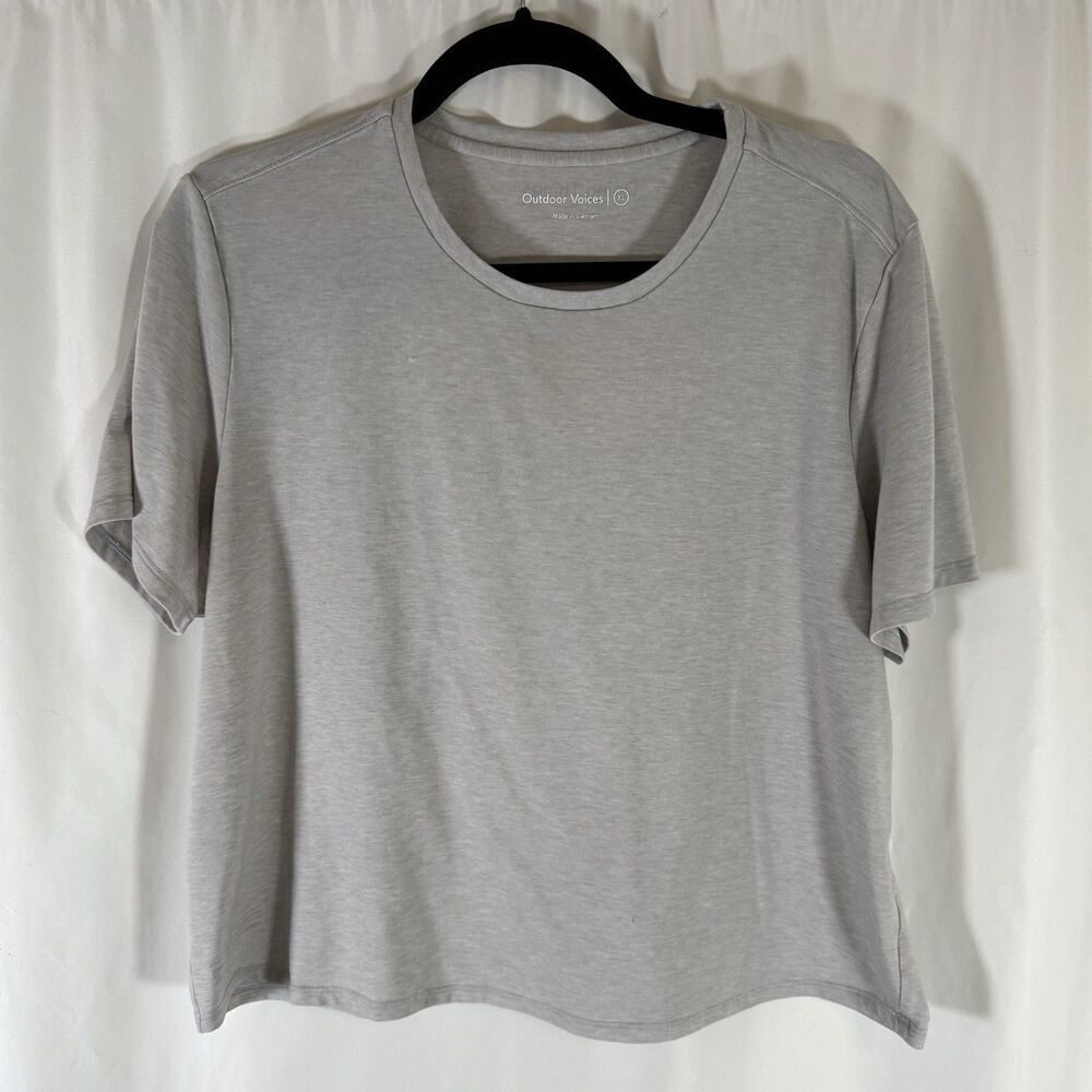 Outdoor Voices Crop Top Women's XL Grey Short Sleeve Crewneck Pullover